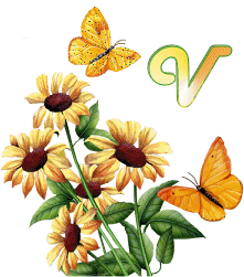 GIF animado (36961) Letra v flores mariposas